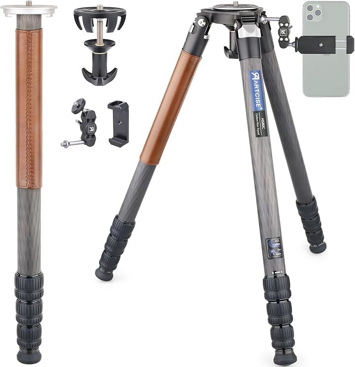 34.5mm管経 軽量 カーボン ボウル三脚 一脚可変 コンパクト トラベル ファイバー カメラビデオ DSLR/一眼レフ/デジタルに適用 耐荷重30キロ