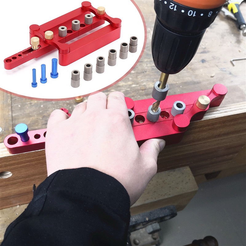 ダボ穴治具 木工用セルフセンタリング 掘削 ドリル ガイド 穴あけ 木工用 ドリルロケータ アルミ合金