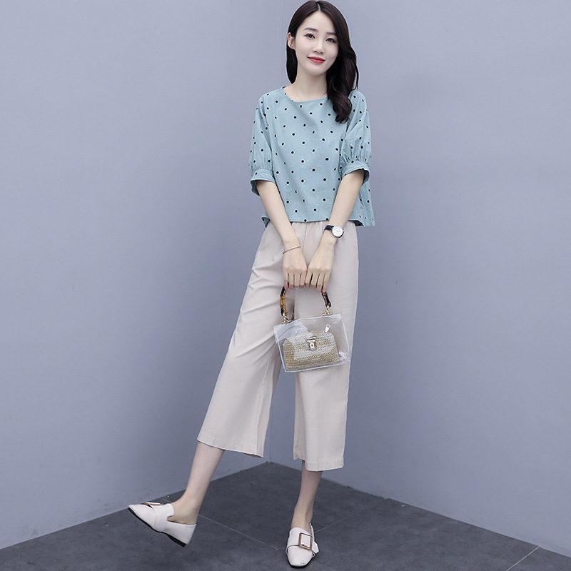 セットアップ レディース 上下セット ブラウス シャツ 半袖 ロングパンツ 七分丈 カジュアル 体型カバー 着痩せ おしゃれ 夏