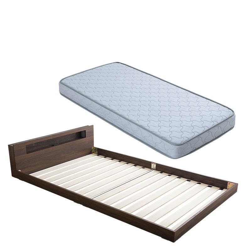 棚コンセント付きフロアベッド＋マットレス付 ベッド LED照明付き ダブル 26,533円