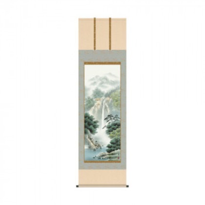掛軸 鈴村秀山幽山渓谷 54.5×190cm KZ2B1-N049