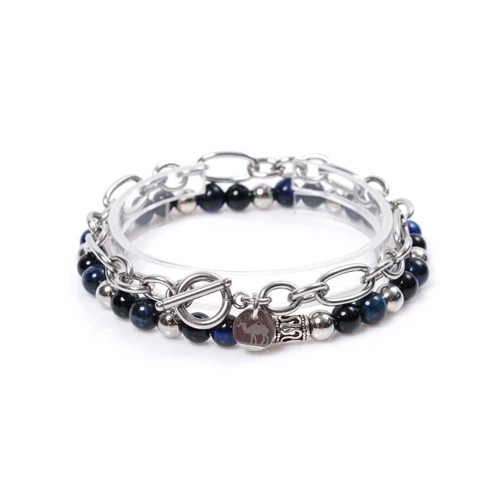 JBANS クラシッククラシックシルバーミックス 344 7 ダブルサージカルスチールチェーンブレスレットセット (C2101-SE192_BK)