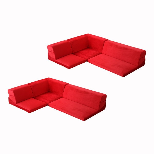 ホームテイスト SH-07-LCL2SET フロアソファ 3人掛け ロータイプ 起毛素材 日本製 (5色)同色2セット Luculia-ルクリア- レッド メーカー直送