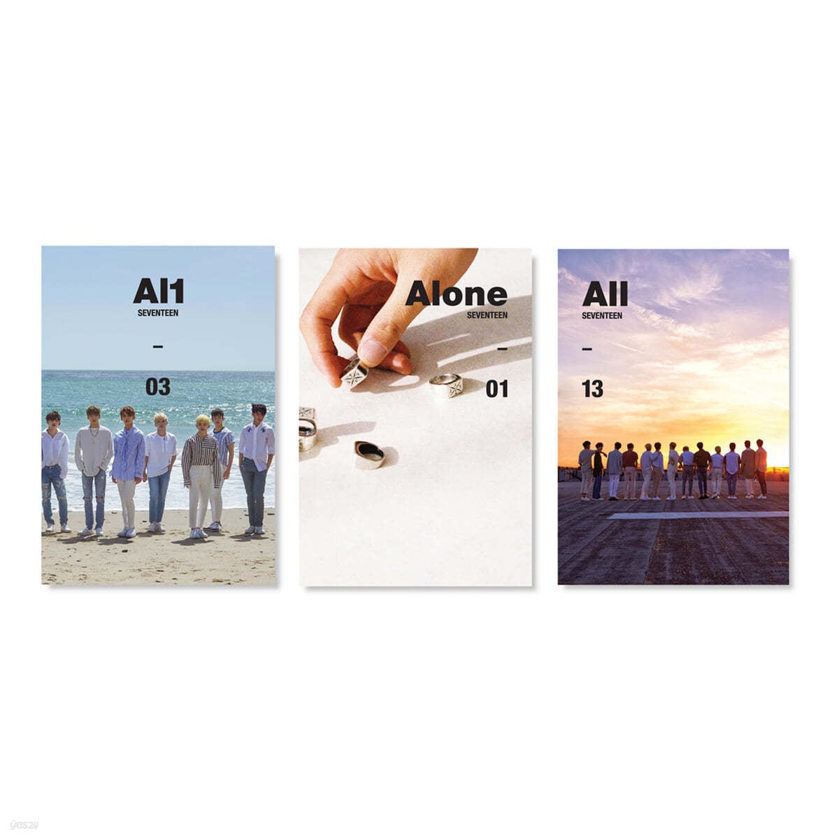 SEVENTEENミニ4集3点セット / Al1 / 再発売 / CD-R3 + 内紙3 + フォトカード3 + 葉書3 +ステッカー3