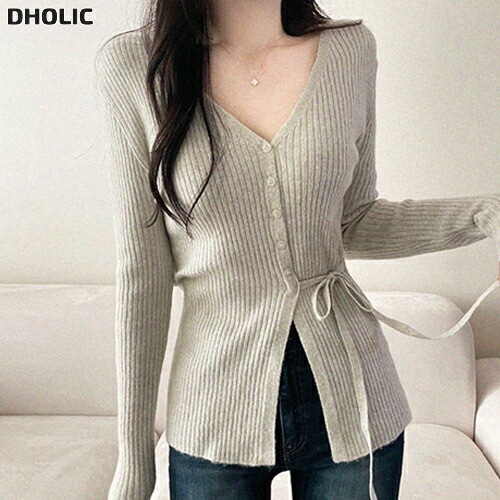 リブVネックボタンラップカーディガン・1954439