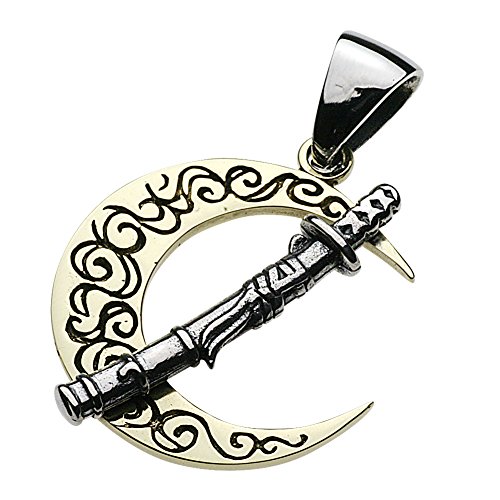 cenote和柄日本刀三日月ペンダントシルバーアクセサリーp0415