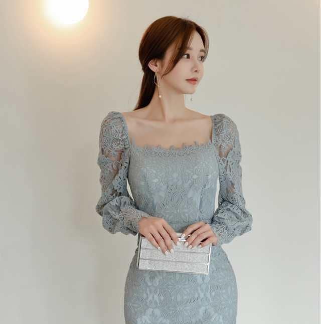 【2025新作入荷】ドレス レディース パーティードレス ロングドレス ミモレ丈ドレス 演奏会用ドレス マーメイドドレス ワンピースドレス ミモレ ミモレ丈 袖あり 長袖 襟なし マーメイド タイト