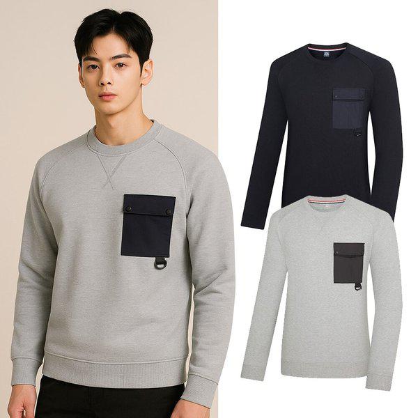 男性用冬コットン胸ポケット登山ユニセックス長袖スウェットシャツ KSC453TT7U