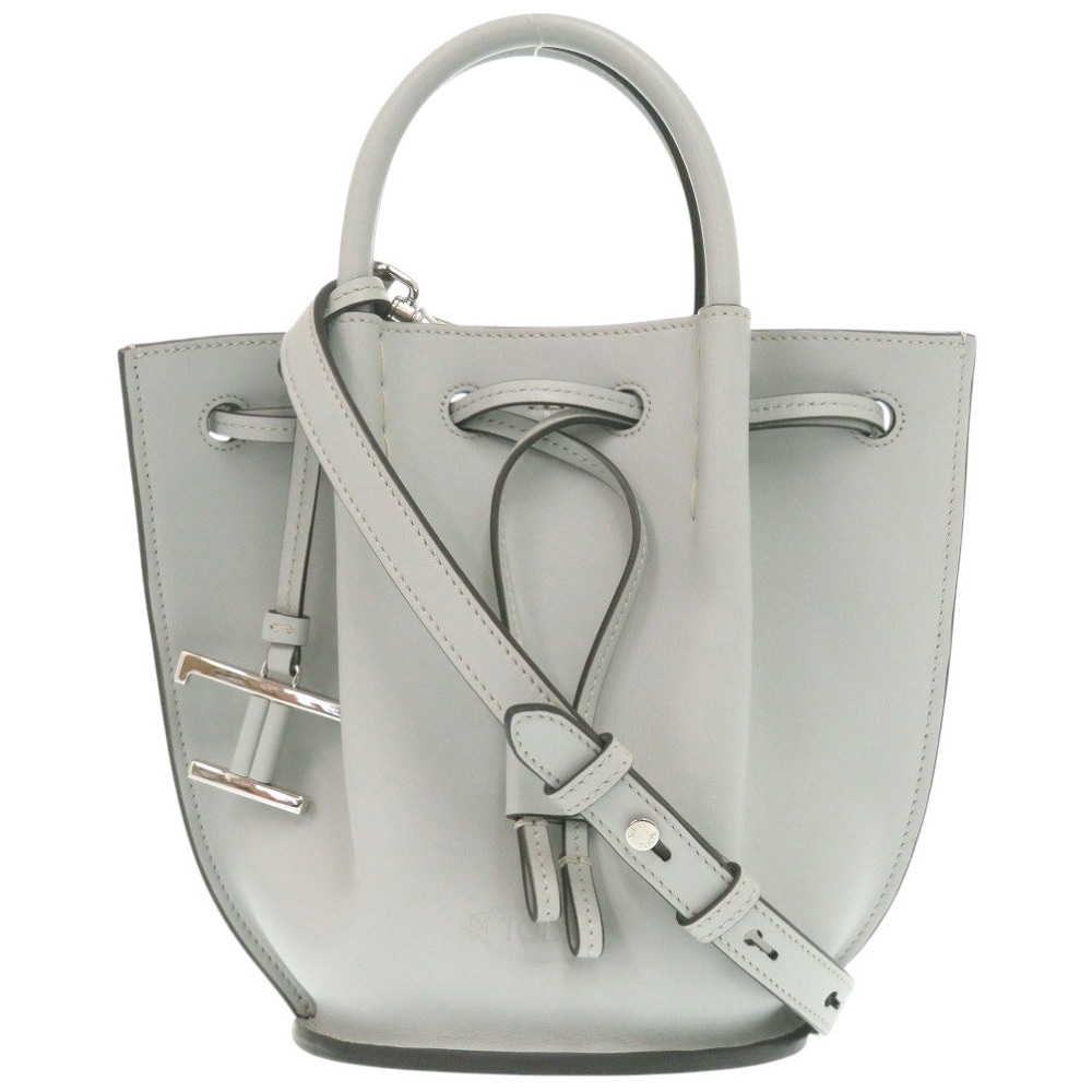 美品 2WAY Tタイムレス ハンドバッグ レザー グレー系 1222【中古】 レディース