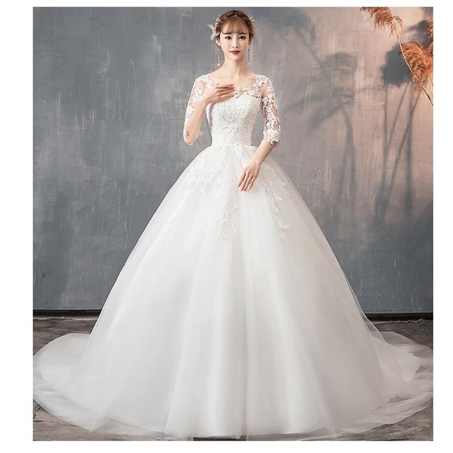 トレーンドレス ロングドレス パーティードレス ウエディングドレス ステージ衣装 二次会 演奏会 発