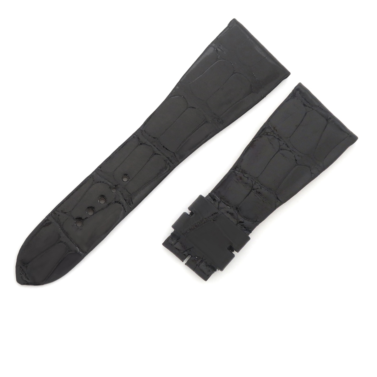ゴールデンスクエア用 クロコバンド メンズ 未使用 純正 替え ベルト ストラップ 27mm シャイン 黒 ブラック