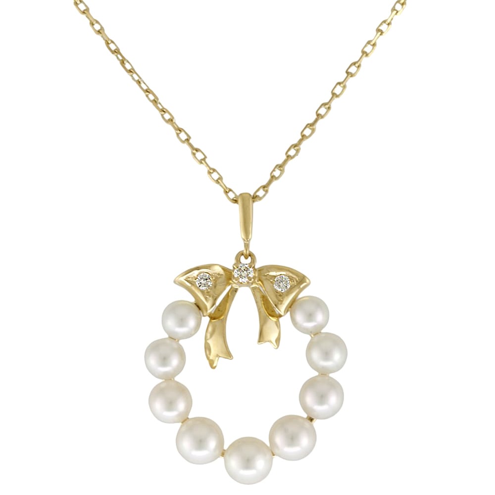 ミキモト ネックレス 18金 K18イエローゴールド アコヤパール MIKIMOTO 中古 美品