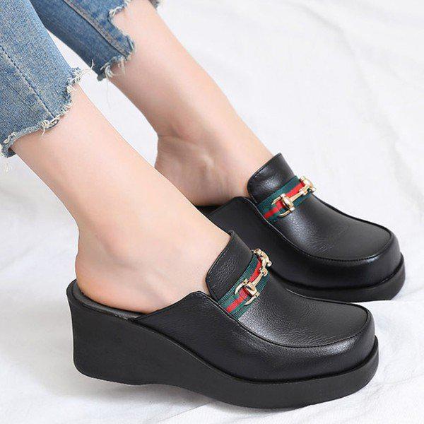 背が高くなる女性用ブローススリッパ ミュール オフィスシューズ 室内履き 7cm sjhs lfl1103 jung_P315080370