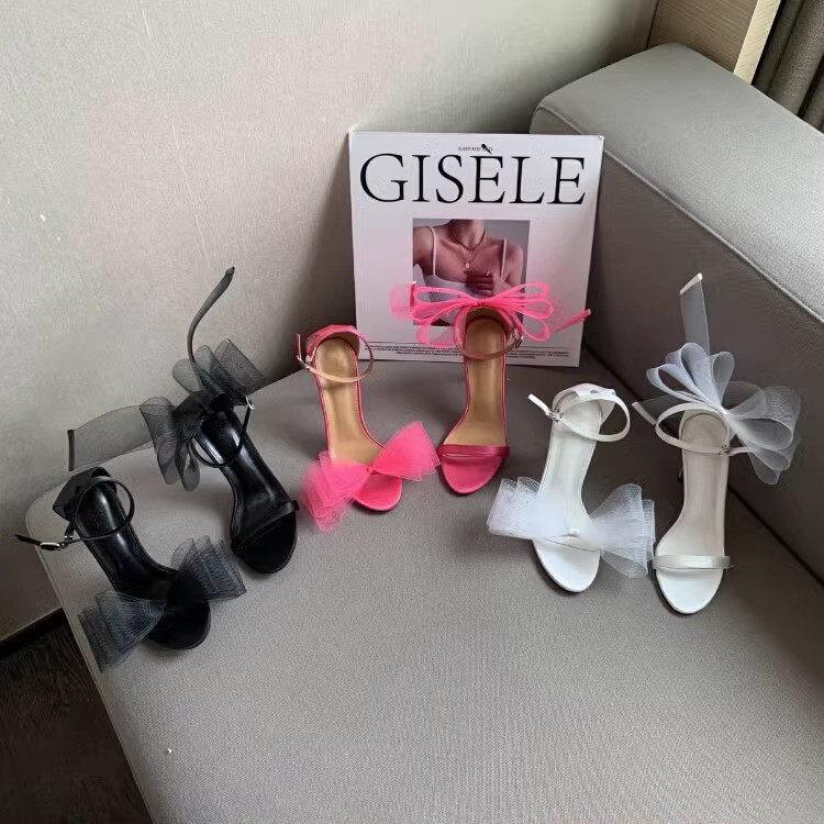 サンダル ストラップ ミュール レース シフォン リボン バックリボン ピンヒール パーティー お呼ばれ ストラップ 韓国風 海外 大人可愛い シンプル エレガント カジュアル 大人上品