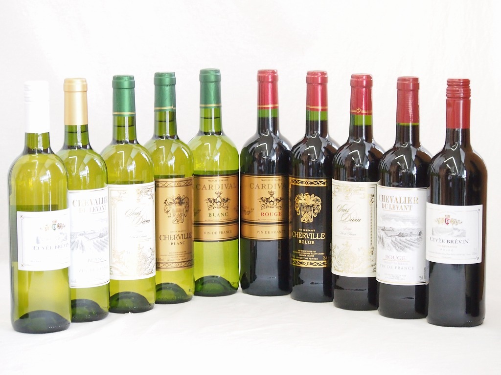 フランス赤白ワイン10本セット(シュバリエデュルヴァン ルージュ キャベェブレヴァン ルージュ