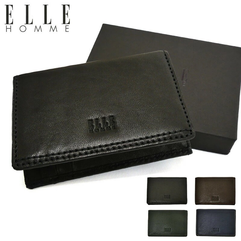 ELLE HOMME シープスキン パスケース 2面 小銭入れ付き XP34648 XP34665 ブラック ブラウン グリーン ネイビー シープスキン レザー エルオム 羊革 フランス製 シープ 革 5,143円