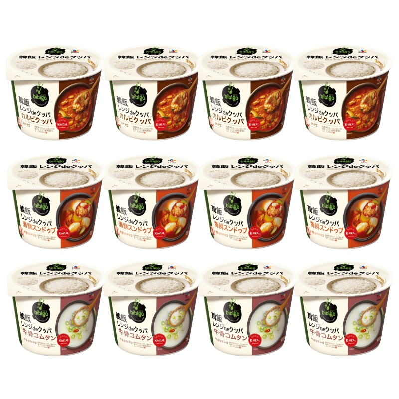 韓飯　レンジ de クッパ　3種各4個　計12個セット　牛骨コムタン　海鮮スンドゥブ　カルビクッパ 　レンジ調理可能