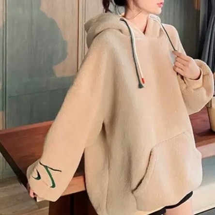 トップス レディース パーカー チュニック S M L 韓国 袖あり 長袖 ボリューム袖 ドロップショルダー バルーンスリーブ オーバーサイズ モコモコ フード付き ドロップショルダー バルーン裾