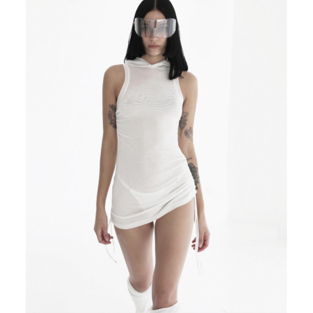 BADBLOOD Second Skin Hood Mini Dress Cream w-drs24-006