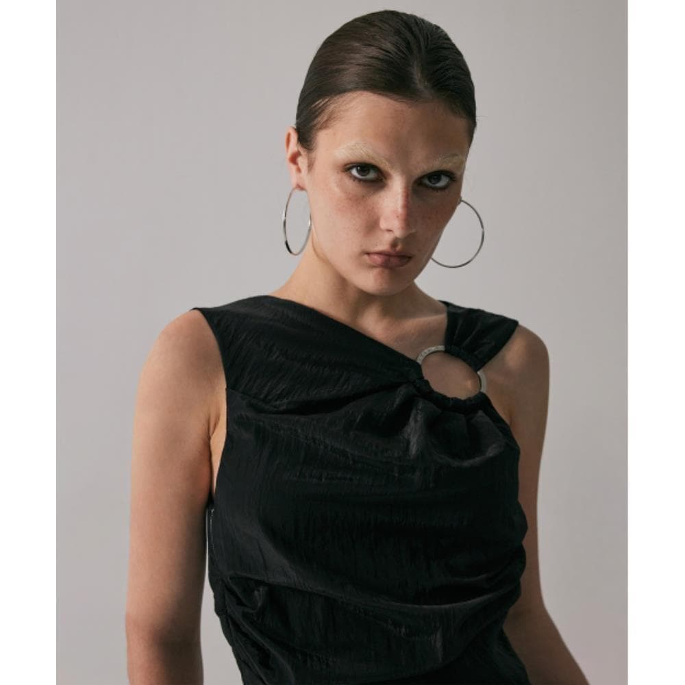 TREEMINGBIRD Metal Circle Drape Sleeveless Black TMB24