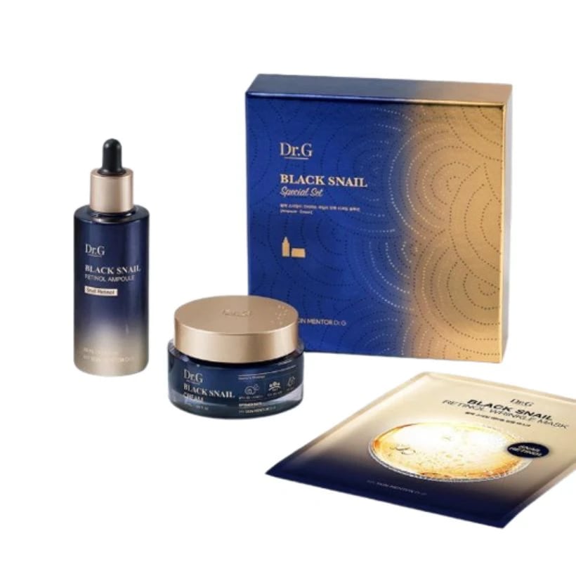 ブラックスネイル レチノール 3種 ギフトセット 2種（クリーム 50ml + アンプル 50ml + リンクルマス 1枚）