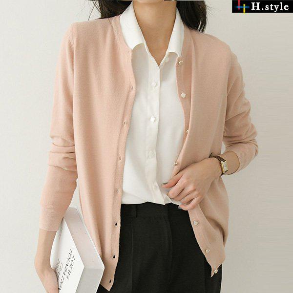 (WC)4031金ボタンカーディガンニット