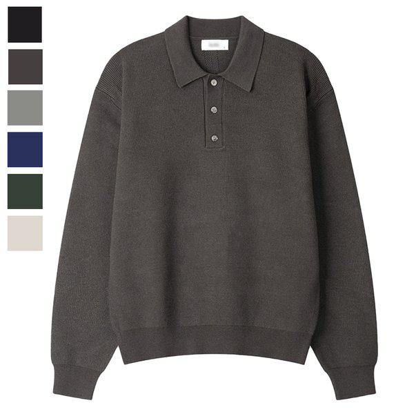 男性ディアナハ찌カラネック段作ニット SG-KN-Q080-チャコール