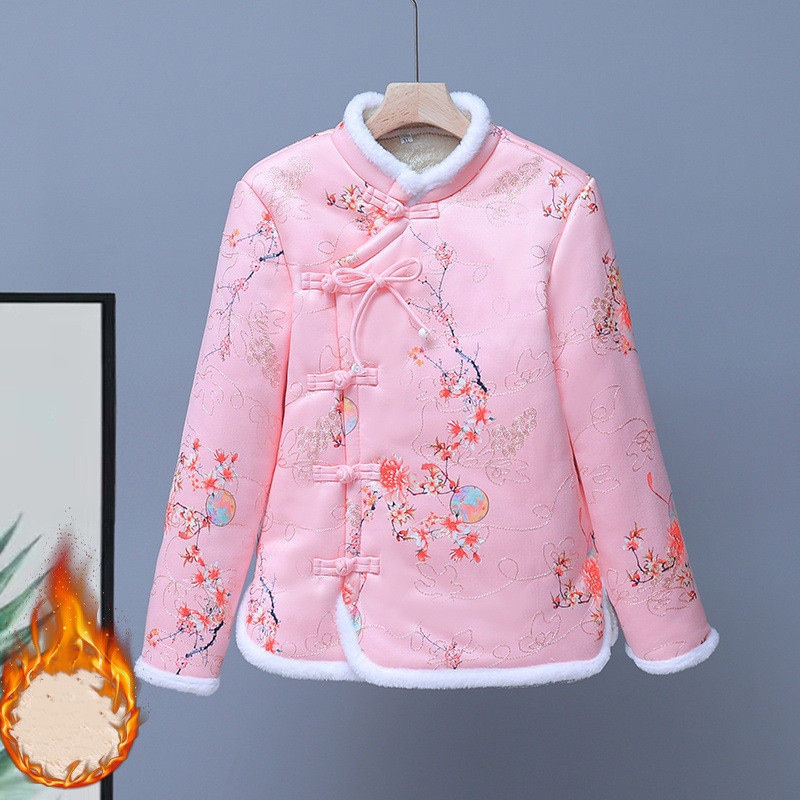 チャイナボタン 中綿コート コート 綿入り ショート丈 レディース アウター ファー 切替 厚手コート 花柄 ジャケット 立ち襟 刺繍 ショート丈 4,520円