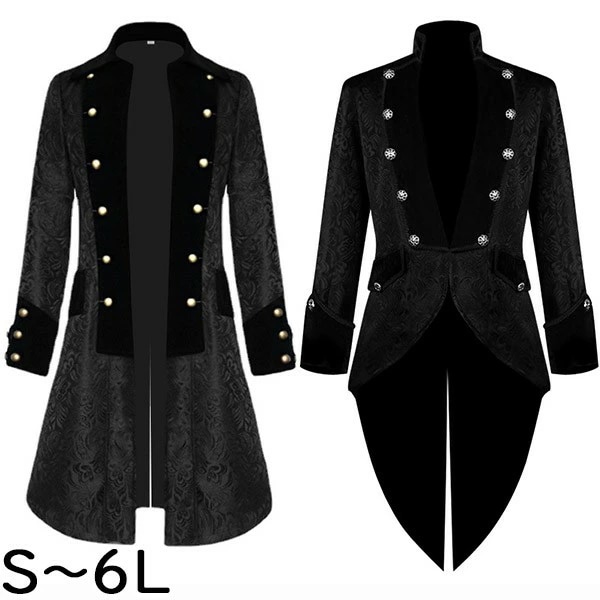 メンズ ジャケット アウター タキシード 燕尾服 ステージ衣装 貴族ジャケット メンズ 宮廷服 ロングコート 黒 クリスマス ハロウィン 演劇 舞台服 コスプレ衣装 ステージ ルネサンス クトリア パ