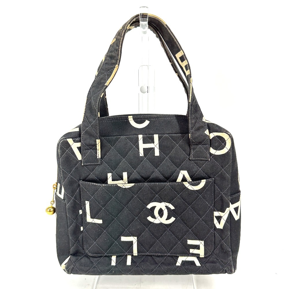 ハンドバッグ CC ロゴ 総柄 ヴィンテージ カバン キャンバス ブラック