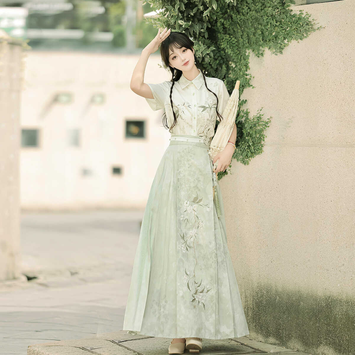 【フルセット】デザインは夏新韓国韓cos元素半袖半スカートを探してcos服を改良します