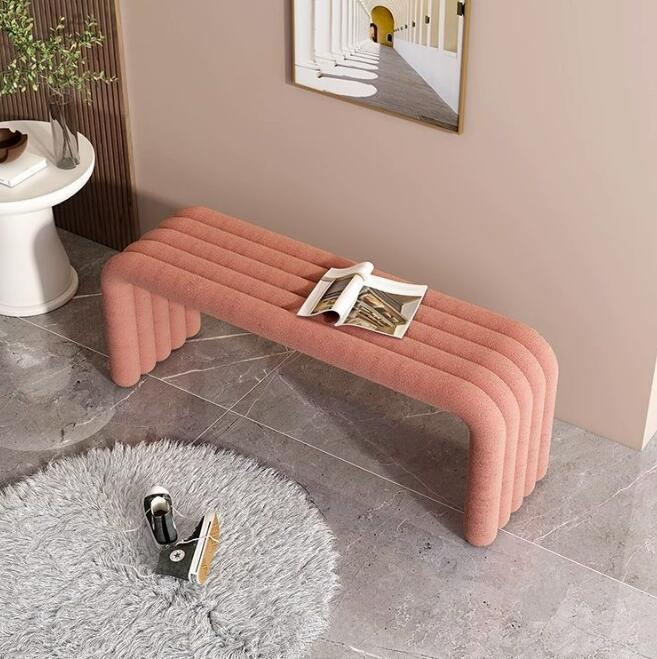 寝室メイクアップ椅子　寝室椅子　ラム椅子座椅子ソファー　ベンチ　玄関ベンチ ミニマルベンチ　U型椅子U型ベンチ衣服店　会所など適用