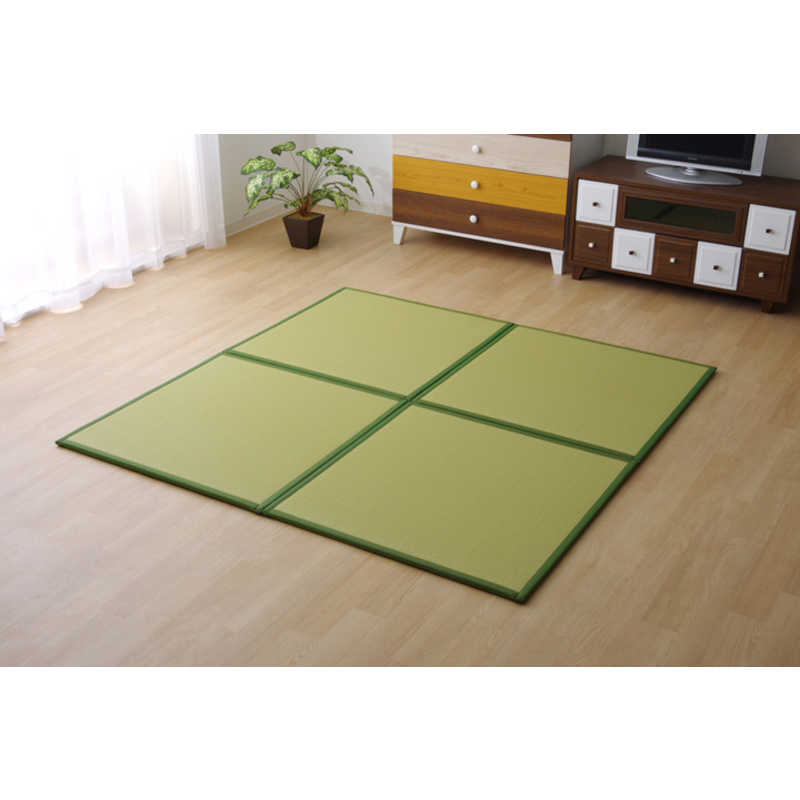 イケヒコ　ユニット畳　スカッシュGN U畳 4枚セット（／82×82×1.7cm／連結ジョイント付き）