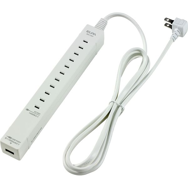 （まとめ買い）どこでも差せる電源タップ AC5個口 USB-Ax1 コード長1. 5m WL-USB5015B（W） [x3]