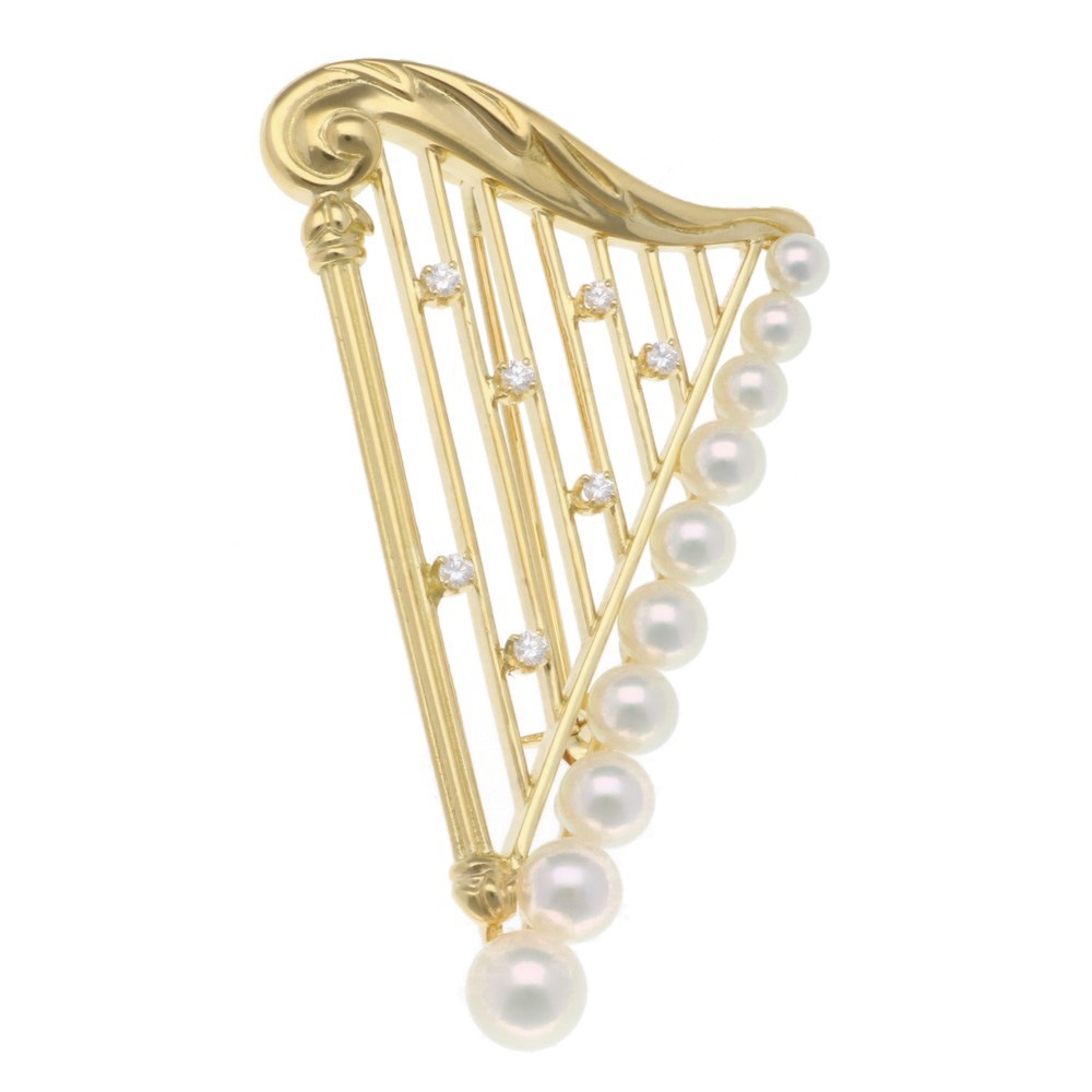 ミキモト ブローチ 18金 K18イエローゴールド MIKIMOTO 中古 美品