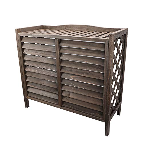 WORTH GARDEN 室外機カバー 木製エアコンカバー 幅87x奥行35x高さ80cm (ダークブラウン)