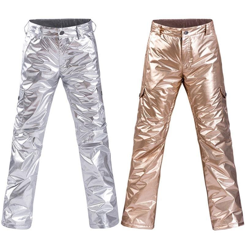 スノーボード ウェア スキー ウェア パンツ 単品 レディース メンズ ロングパンツ 光沢感 防水パンツ スノーウェア スノーボードウェア 無地ゴールド