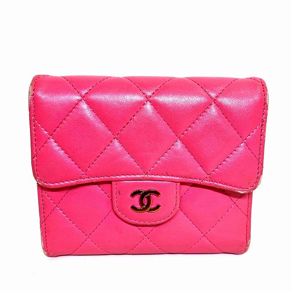 シャネル CHANEL マトラッセ ピンク 財布 3つ折り財布 レディース  
