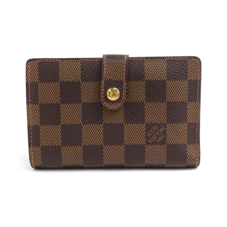 ルイ ヴィトン LOUIS VUITTON 二つ折り財布 ダミエ ポルトフォイユ ヴィエノワ ダミエキャンバス ブラウン ゴールド レディース N61674 w1089g