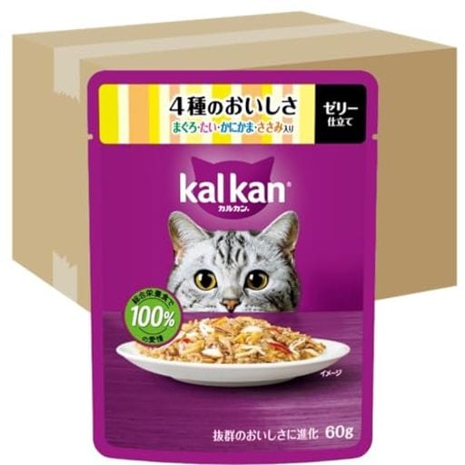 カルカン パウチ 1歳から 60g×120袋(12袋入り×10箱) 4種のおいしさ まぐろ・たい・かにかま・ささみ入り 成猫用 ウェットフード キャットフード 総合栄養食 水分補給 毎日食べることを考