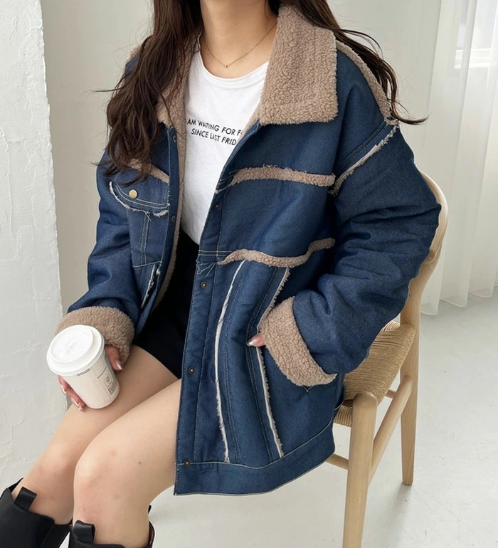 [最安値挑戦]！オーバーサイズデニム裏ボアジャケット レディース 秋冬 コート ジャケット