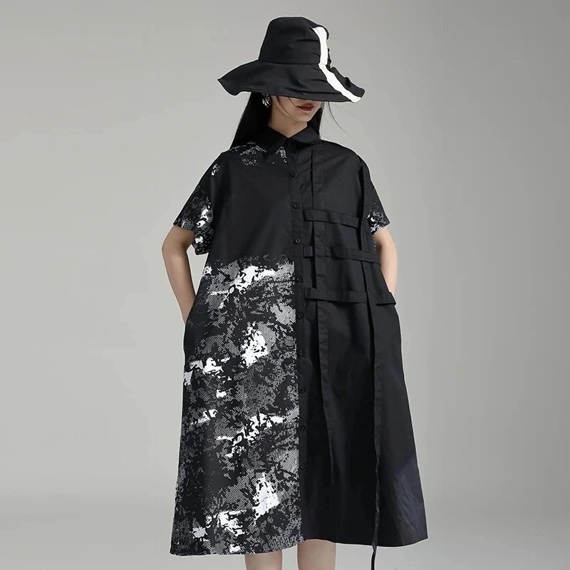 【J.Fashion】 夏 柄ワンピ ドッキング レディース ロングワンピース 体型カバー シャツワンピース レディース おしゃれ 上質 関連商品は店で購入可能 メガ割30%までに制限 5,465円