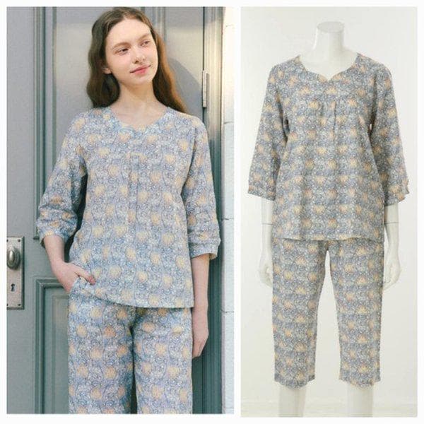 柔らかくサラサラとした涼しい肌触りのレーヨン幾何学花柄セットD_J(VEPS04WS)