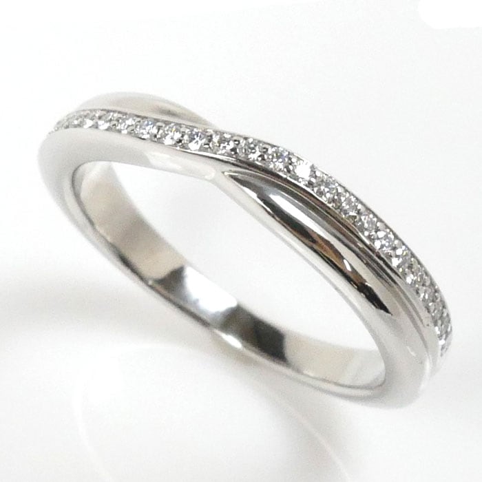 HARRY WINSTON ハリーウィンストン Pt950プラチナ トリスト ワンロウ バンドリング リング・指輪 WBDPRD1RFT ダイヤモンド 9号 4.7g レディース 中古 美品