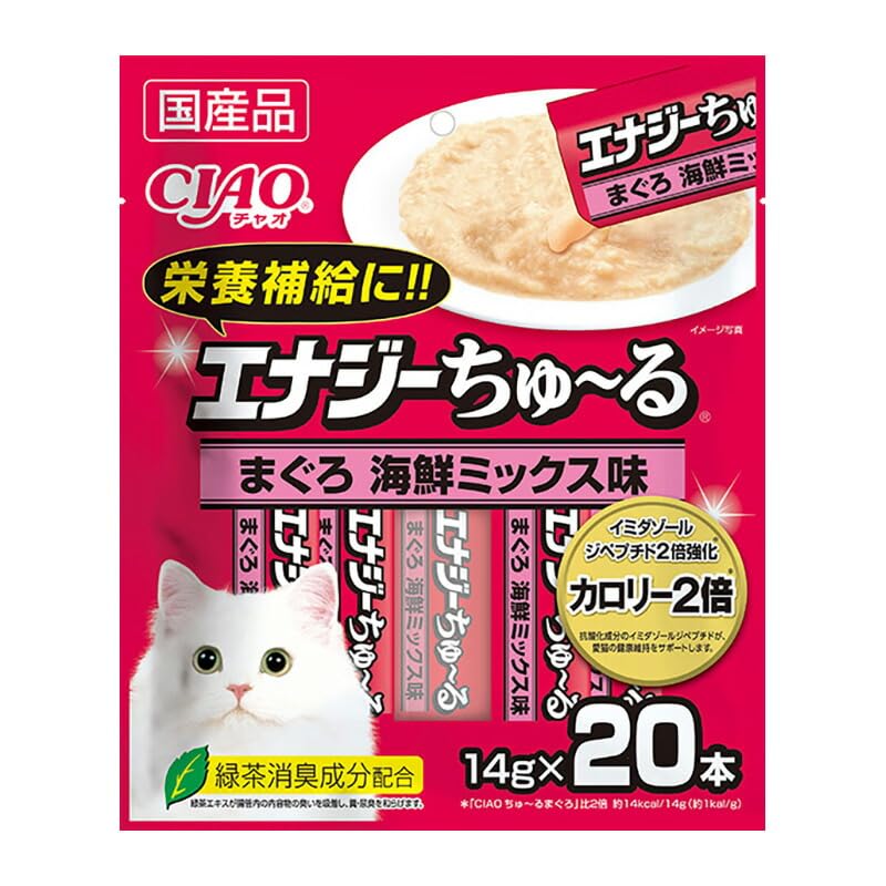 （まとめ買い）いなばペットフード CIAO エナジーちゅ～る まぐろ 海鮮ミックス味 14g×20本 SC-164 猫用おやつ 【×4】