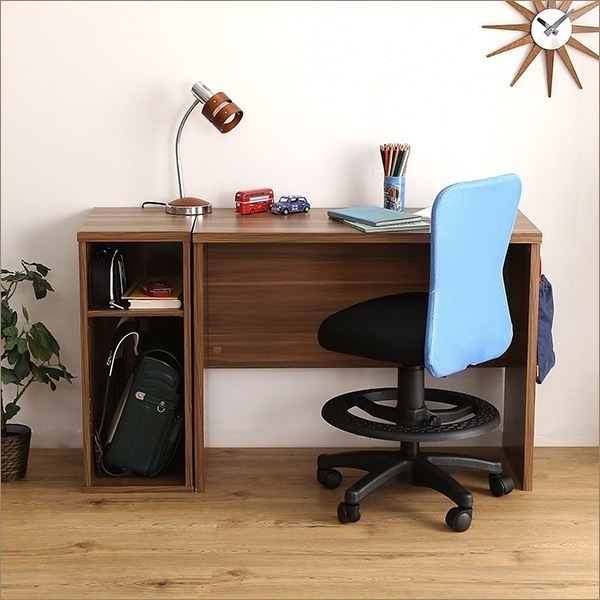 シンプルデスク90cm幅+サイドラック30cm幅セット 子どもから大人まで使える