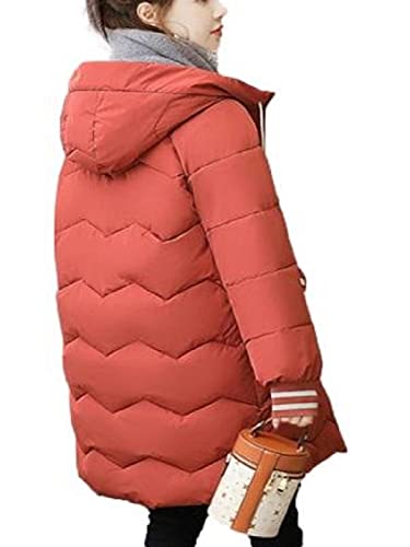 [ririka] [リリカ] コート 中綿 ダウン風 ミドル丈 フード 付き ブルゾン 防寒 保温 あったかい 秋 冬 ウインター ポケット アウター カジュアル レディース(XXL, 赤)