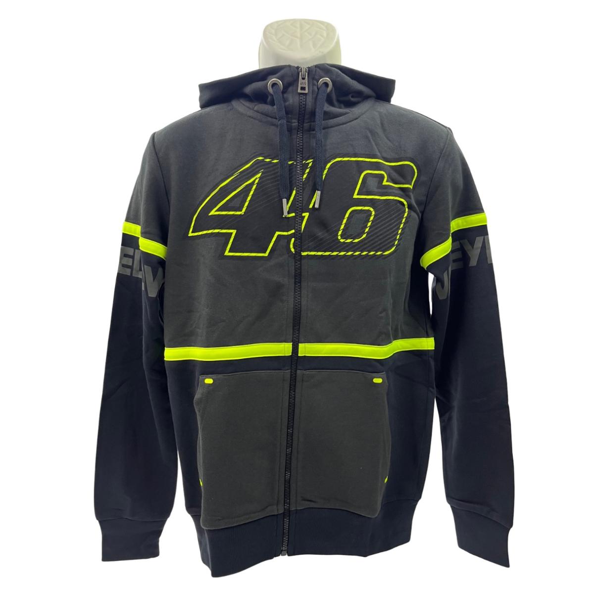 【未使用】ヴァレンティーノ ロッシ VR46フロントジップパーカー黒メンズXS長袖VALEYELLOW【送料無料】メール便代引き不可