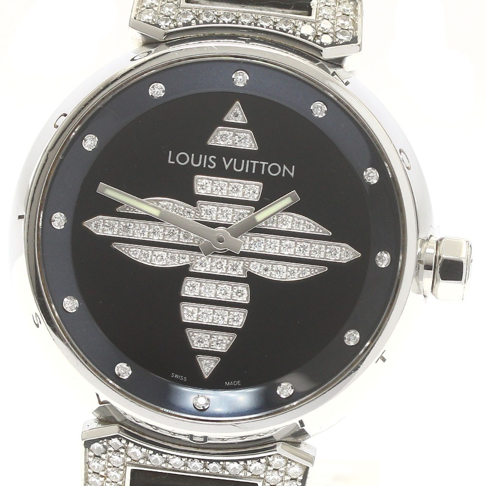 ルイ・ヴィトン LOUIS VUITTON Q13MB タンブール フォーエバー 12P ラグダイヤ クォーツ レディース 箱・保証書付き_880441【中古】