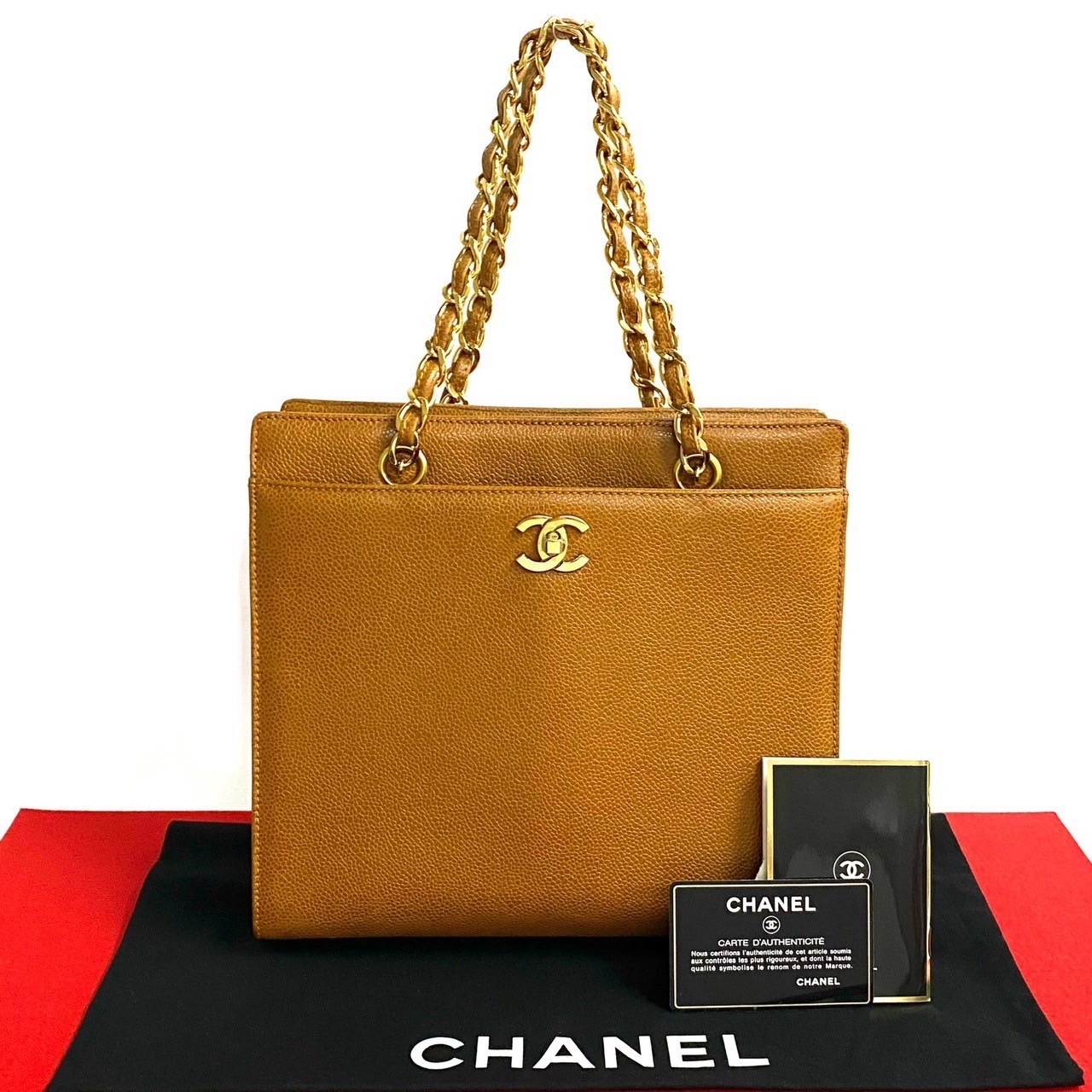 ヴィンテージ ココマーク ハンドバッグ レザー マットキャビアスキン ブラウン 39222